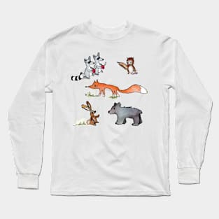 Woodland animal sticker Bundle Pack Long Sleeve T-Shirt